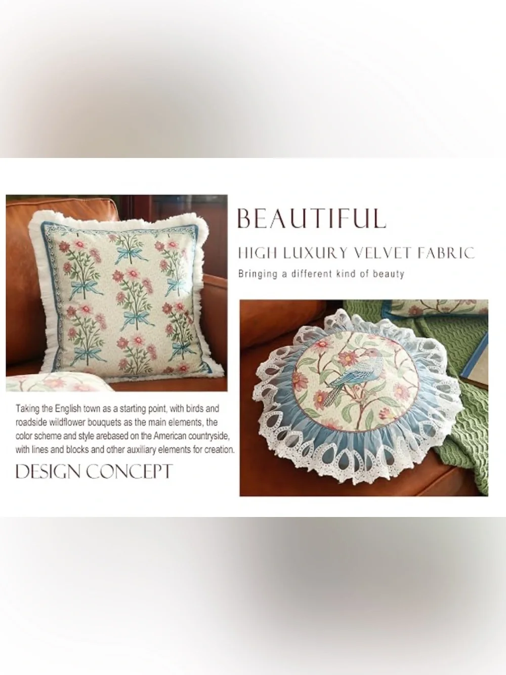 Patdrea French Country Velvet Throw Pillow Covers